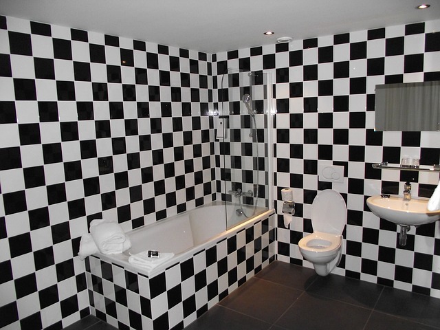 černo-bílá koupelna